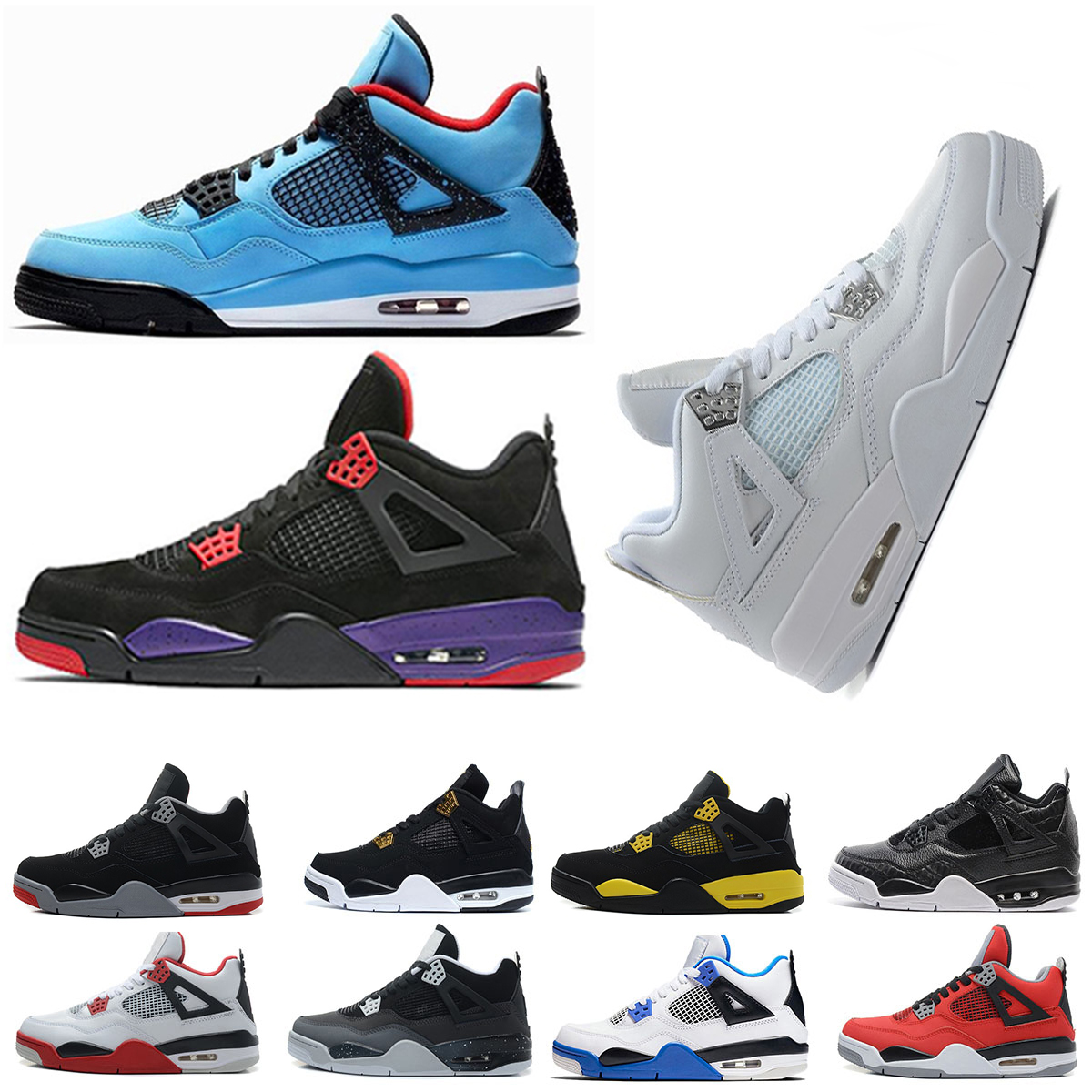 

JORDON4 jumpman Basketball shoes 4s Running shoe White Cement woman Sports Racing blueness man Oreo Casual sport Woman's coach Sneakers University Blue Man's sneaker, 4s white oreo