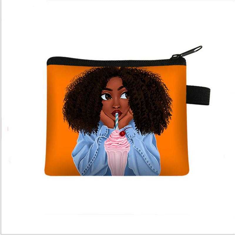 Afro Girls Zipper Pouch Coin Purses Credit Card Holder Luxurys Designers Bags Women Key Holder Pocket Clutch Kids Small Wallets E123001