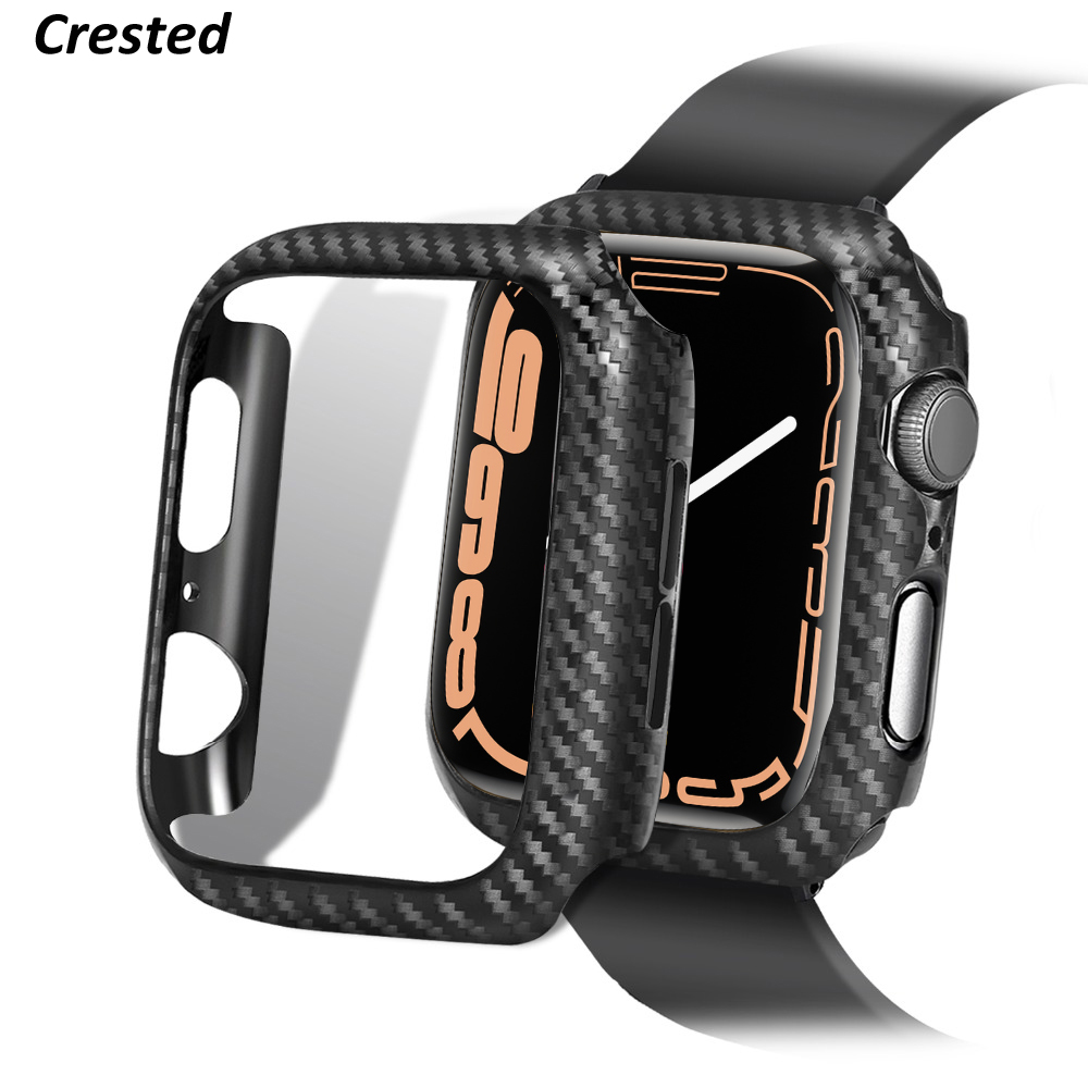 

Cover For Apple watch case 45mm 44mm 40mm 41mm 42mm 38mm Carbon fiber Bumper Protector iWatch series 3 4 5 6 SE 7