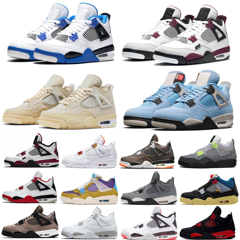 

Fire Red Cement 4 4s Men basketball shoes Bred University Blue what the White Oreo Black-cat Motosports women trainers Sport Sneakers 5.5-13