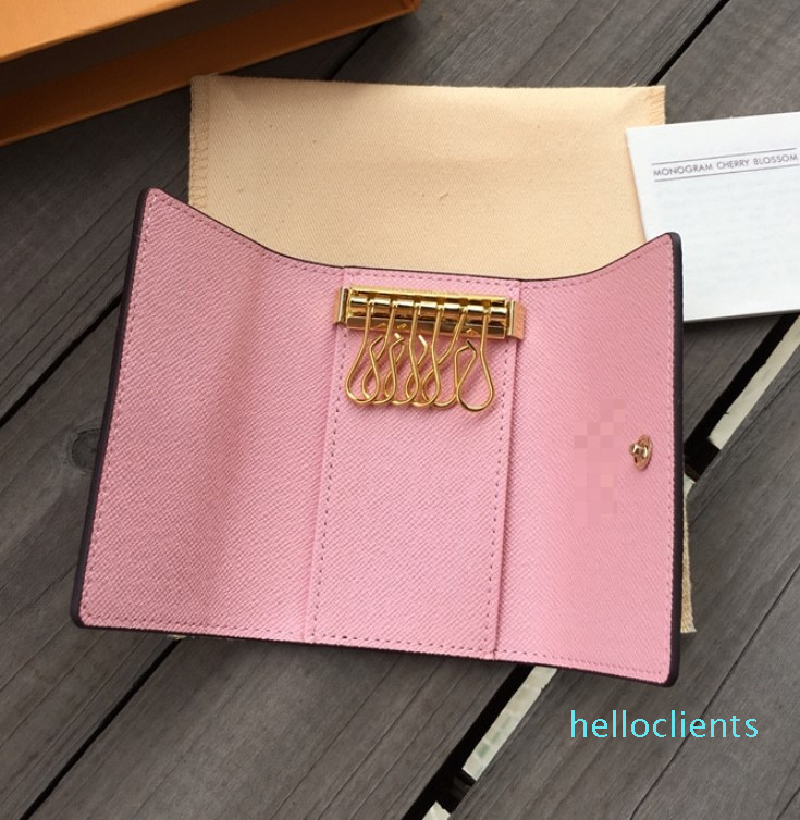 

High quality new women men classic 6 key holder cover keychain men with box.dust bag card key ring 7 colors, Lb03-1