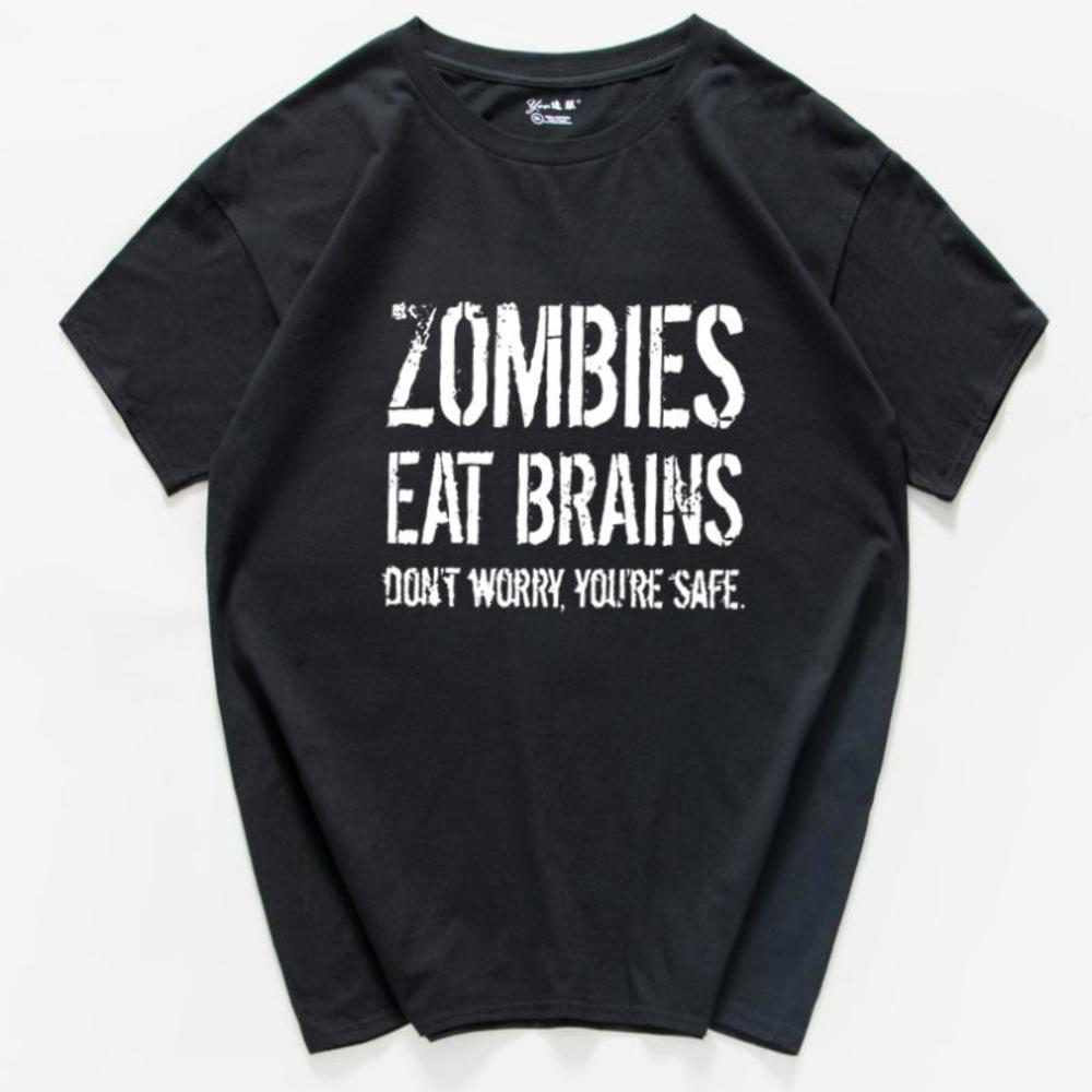 

Men's T-shirts Zombies Eat Brains printed summer casual funny t shirt for men sportwear T-shirt harajuku top EU Size 100% Cotton, White;black
