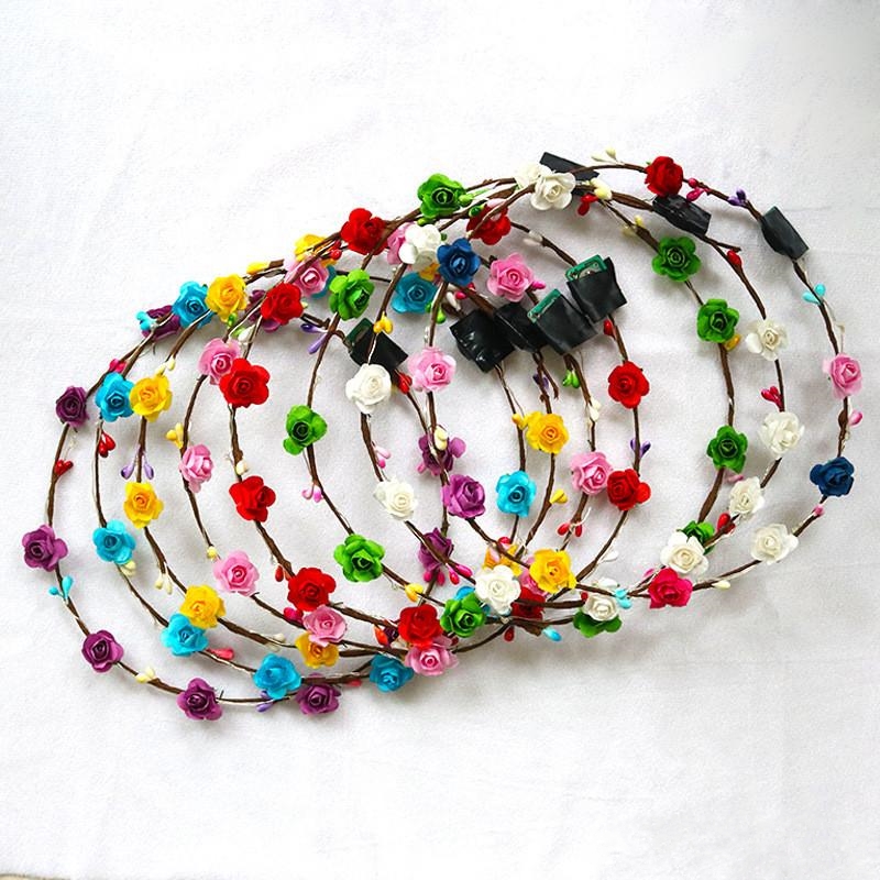 

Flashing LED Hairbands strings Glow Flower Crown Headbands Light Party Rave Floral Hair Garland Luminous Decorative Wreath, As pic