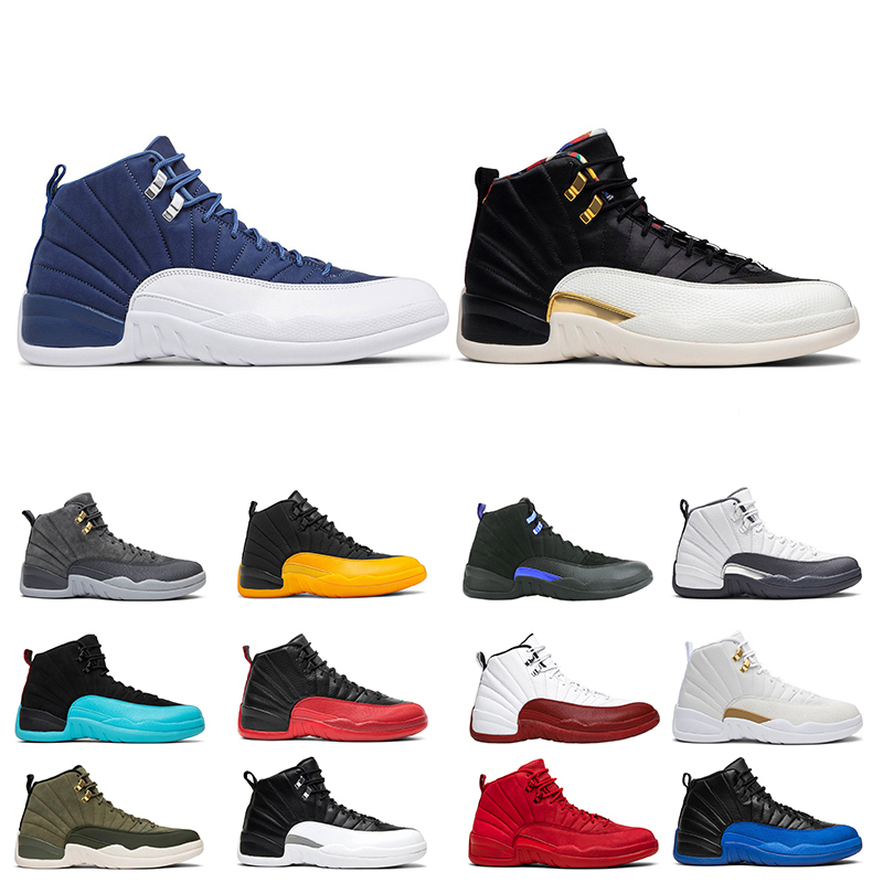 

Men Basketball shoes 12s 12 University Gold Dark Grey jumpman White sneakers International Gamma Blue Gym Red Sport trainer, # 01