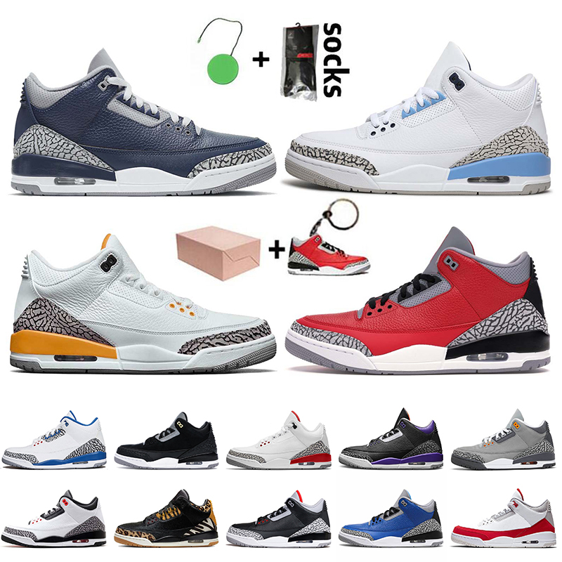 

Wholesale Top Quality With Box 3s Basketball Shoes Jumpman 3 Georgetown Midnight Navy UNC Laser Orange Red Cement JTH NRG Katrina Trainers Sneakers, A34 fire red 40-47