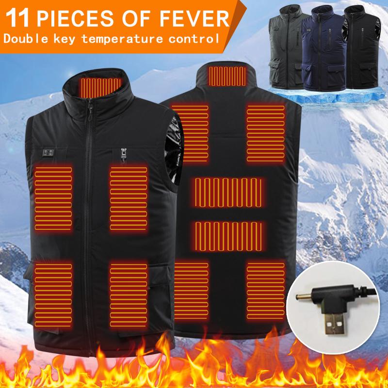 

Men's Vests 11 Heated Vest Jacket Fashion Men Women Coat Clothes Camouflage Electric Heating Thermal Warm Winter Hunting, Black;white