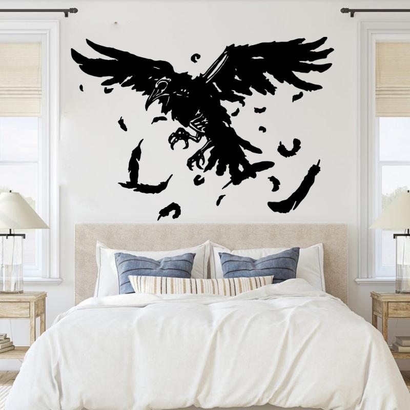 

Wall Stickers Large Vintage Gothic Raven Decal Living Room Bedroom Zoo Bird Crow Sticker Playroom Home Decor