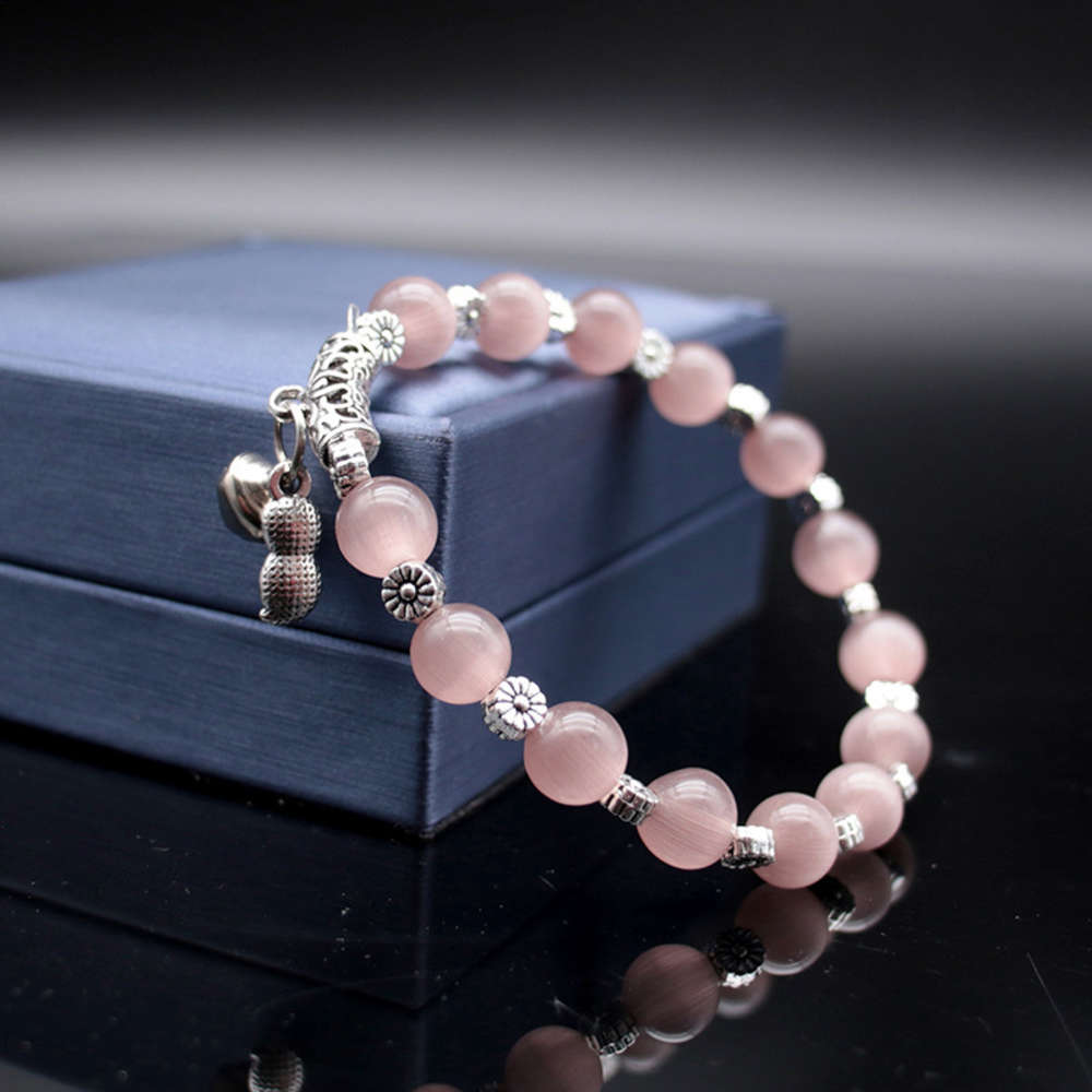 

Hand catenary fashion cat's eye stone Fuxing women's bracelet ethnic style imitation Miao Tibetan Silver Pendant, Golden;silver