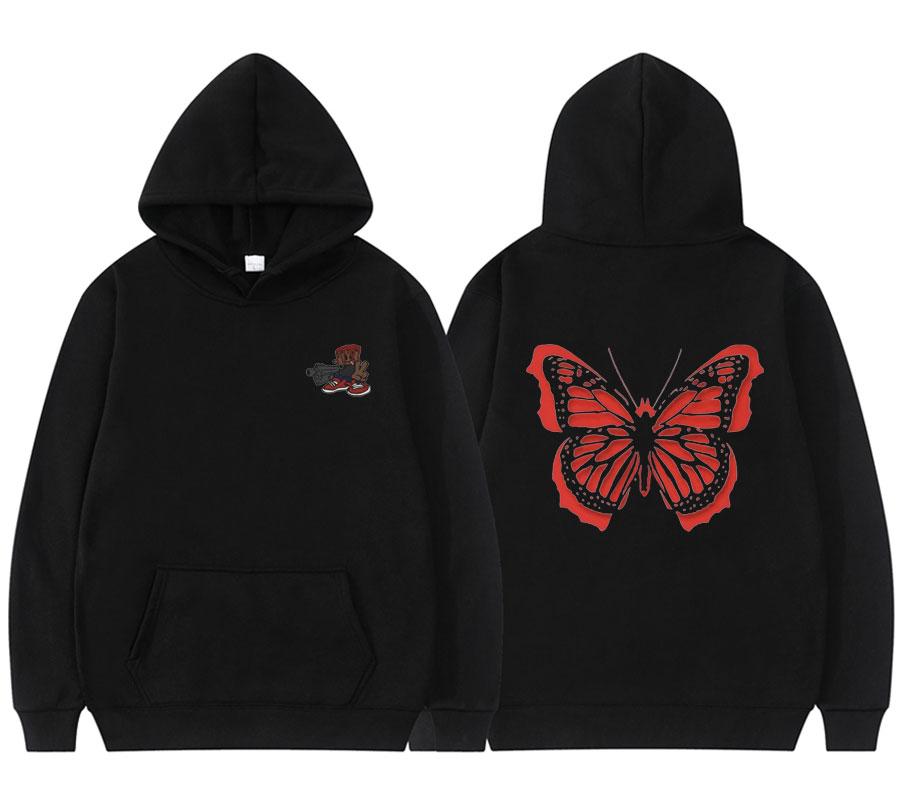 

Men' Hoodies & Sweatshirts Awesome Playboi Carti Hip Hop Double Sided Print Hoodie 2pac Rap Men Women Fashion Vintage Red Butterfly Sweatsh, Black