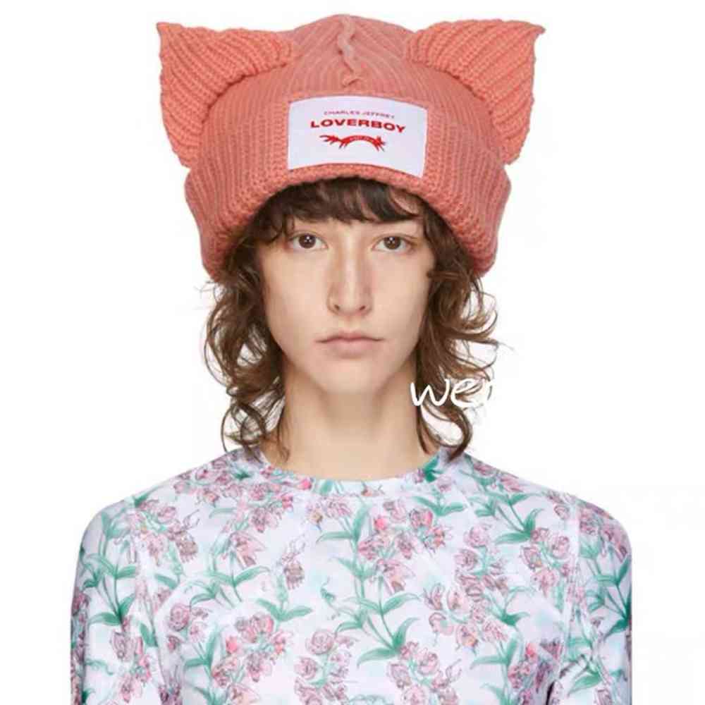 

Beanie cap Bonnet Autumn and winter 20 new pig ear three-dimensional knitted hat Loverboy lovely female wool, Yellow