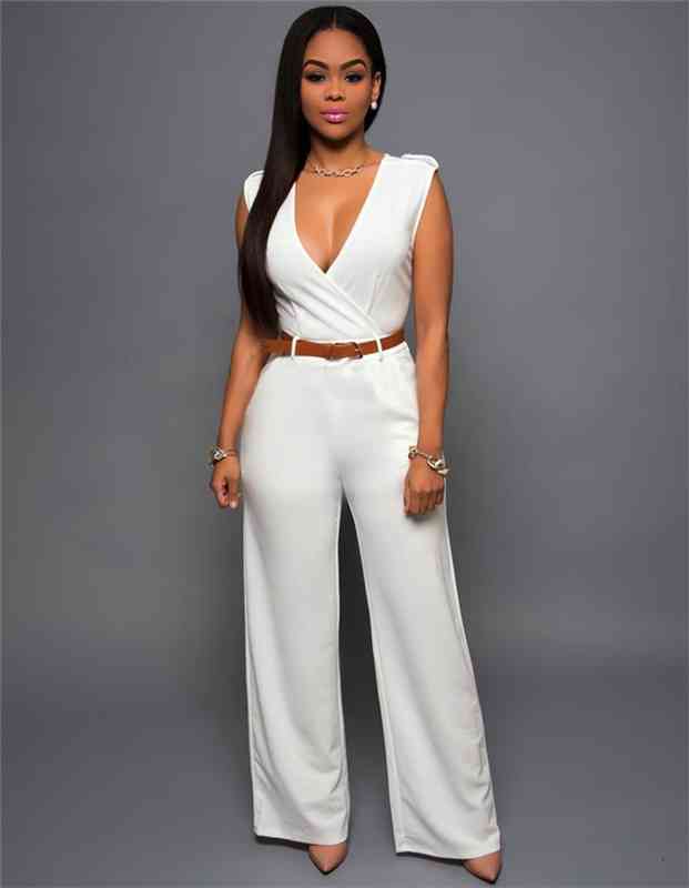 

white jumpsuit long rompers womens jumpsuit elegant summer party combinaison femme buty, Black;white