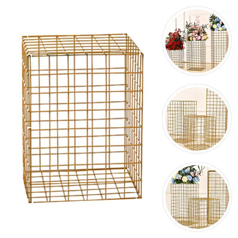 

Party Decoration Wedding Flower Display Holder Iron Rack Grid Frame Box (Golden)