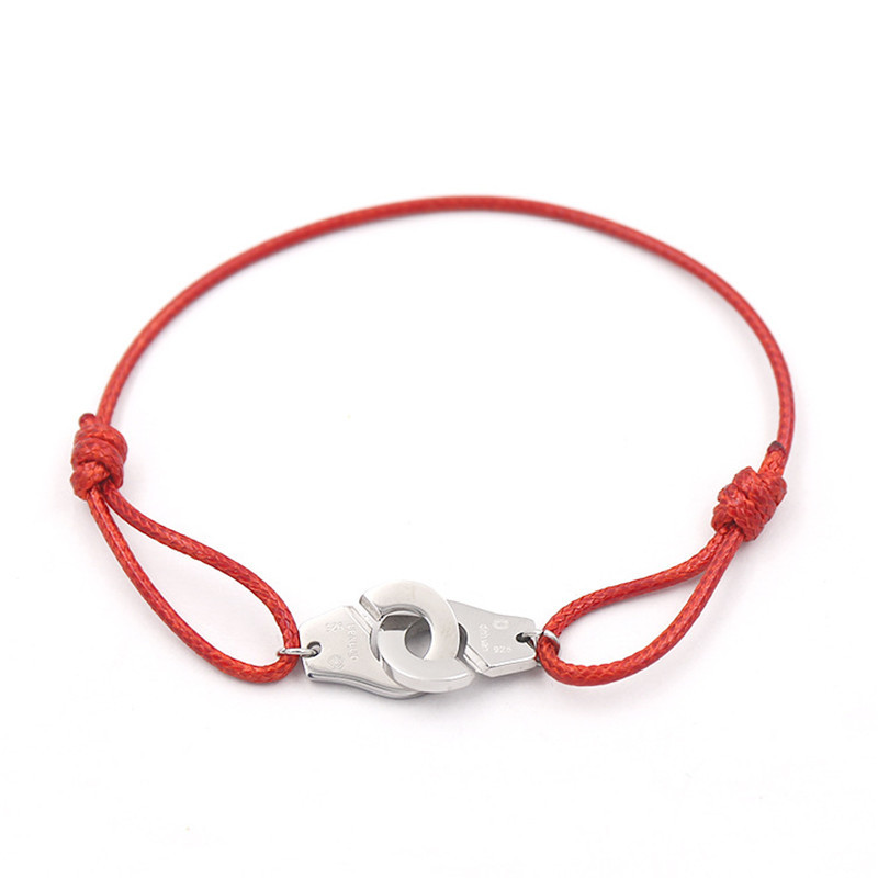 

Fashion France Jewelry Women Dinh Van Bracelet For Jewelry 925 Sterling Silver Rope Handcuff Bracelet MenottesOTWN, Black