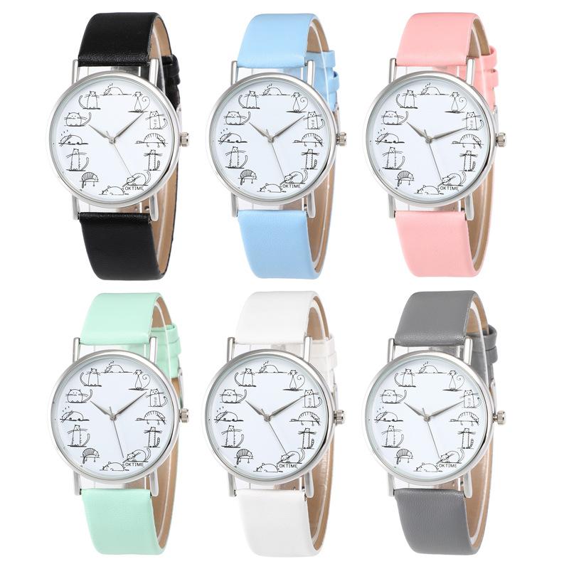 

Wristwatches Cartoon Pattern Men Women's Watches Fashion Wristwatch Leather Belt Buckle Quartz Watch Luxury Gift Girlfriend Relogio Feminino