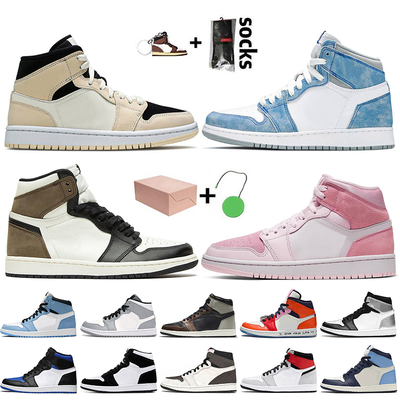 

2021 Mens Women Jumpman 1 1s With Box Basketball Shoes Retro Barely Orange High OG Hyper Royal Dark Mocha Digital Pink Trainers Sneakers