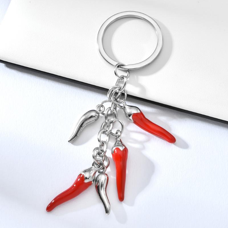 

Keychains Mini Red Small Peppers Keychain Realistic Chili String Key Rings