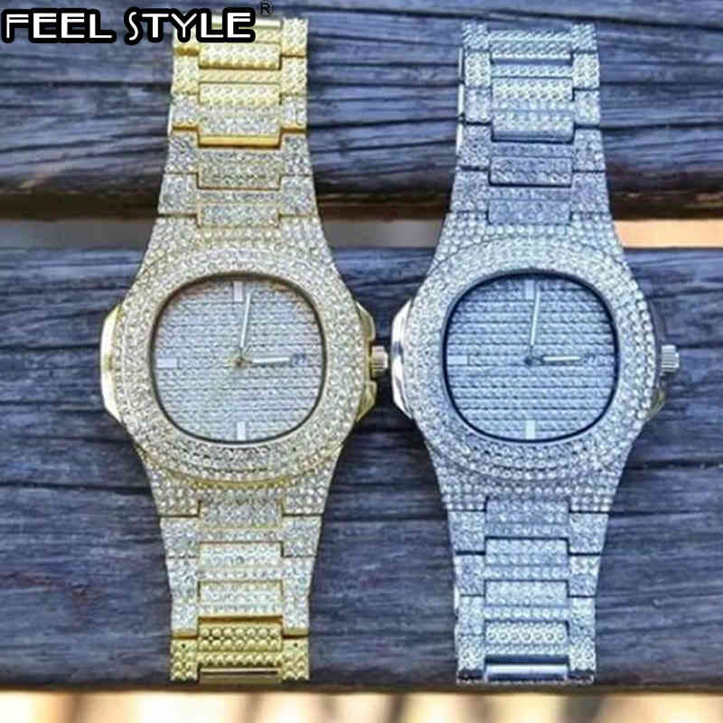 

5 Colors Iced Out Luxury Date Quartz Wrist Watches With Micropave CZ Watch For Women Men Hip Hop Jewelry