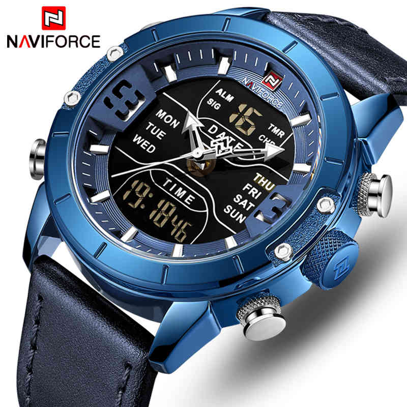 

NAVIFORCE Top Men Watch Brand Luxury Fashion Quartz Mens Watches Waterproof Sport LED Digital WristWatch Clock Relogio Masculino 210517, S silver black