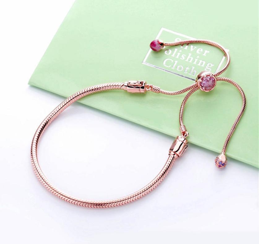 

Brand new 18K retractable bracelet rose gold Pandora European style binding Bracelet 925 sterling silver ladies with original gift box