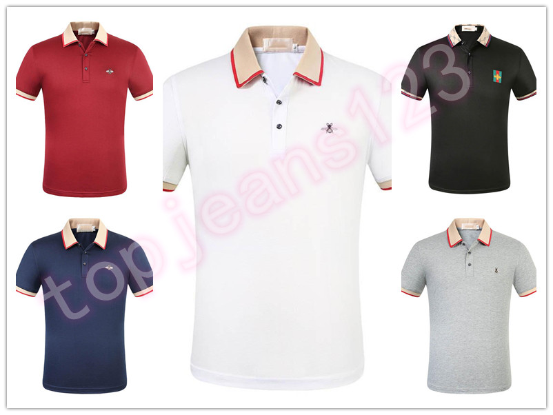 

Luxurys Fashion Classic Mens T-shirt Letter Bee Striped Embroidery Shirt 100% Cotton Mens Designer Polo Shirt White Black