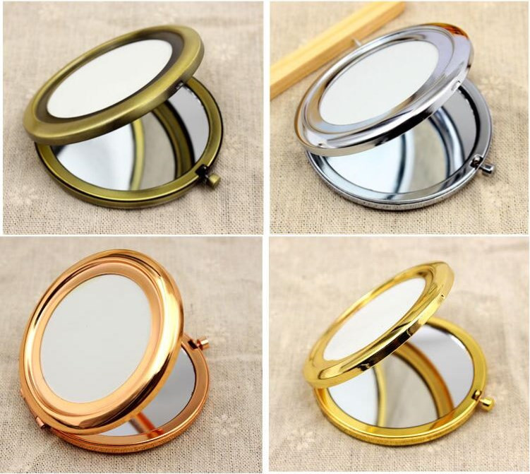 

2021 Shipping Pocket Compact Mirror favors Round Metal Silver Makeup Mirror Promotional Gift fast shipping