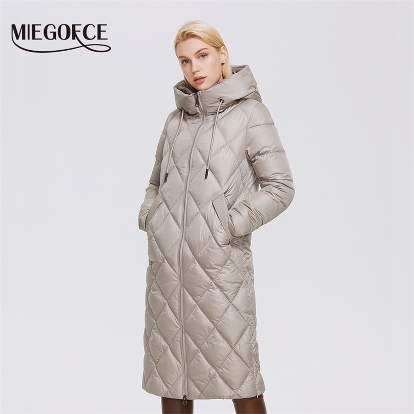 

MIEGOFCE Winter Ladies Jacket Lengthened Style Women Padded Parka Thickened Warm Cotton Coat D21845 211018, 305 rice gray