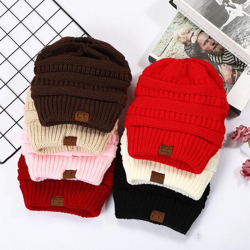 

CC label sports knitted hat foreign trade Amazon autumn and winter ladies woolen outdoor warm hats, Aldult