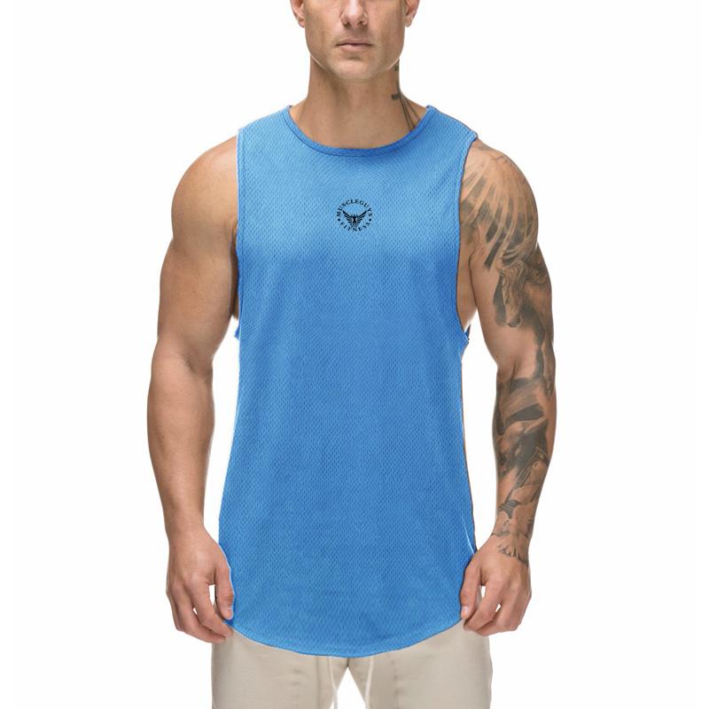 

Men's Tank Tops Quick Dry Sports Men Mesh Sleeveless Tanktop For Boys Bodybuilding Clothing Undershirt Fitness Stringer Vest, Blue