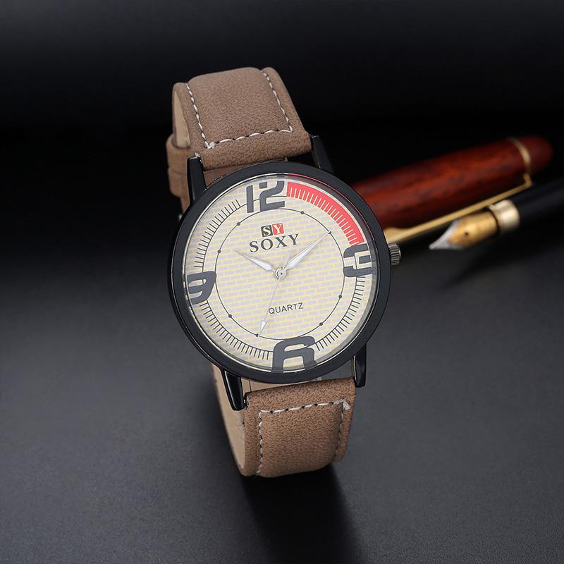 

Wristwatches 2021 Fashion Mens Watches Top Business Sport Quartz Wristwatch Brown Watchband, White