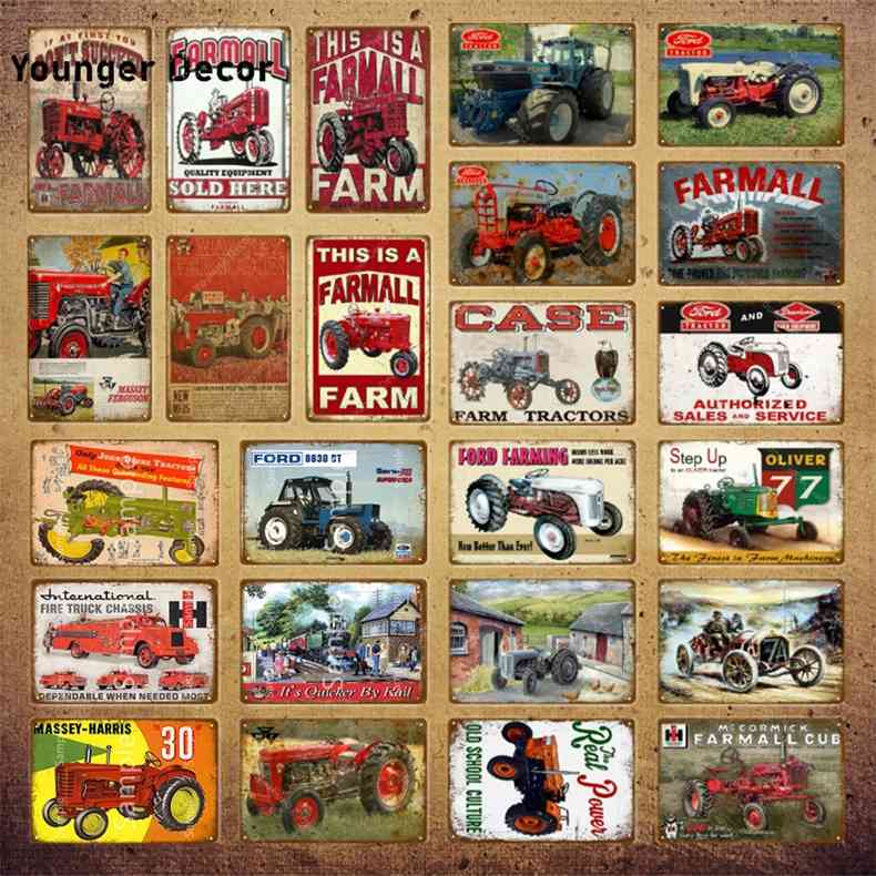 

Vintage Trucks Poster Farmall Farm Tractors Metal Tin Signs Ford Farming Wall Art Painting Plaque Farmhouse Decor YI-061
