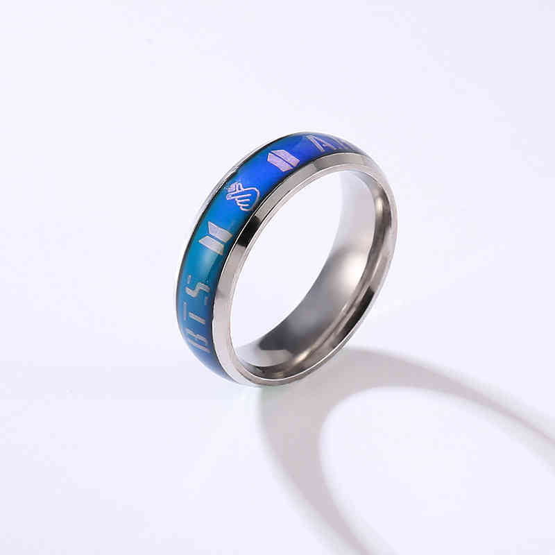 

Rings BTS Army letter bulletproof Youth League Jin Taiheng Park Zhimin ring temperature sensitive titanium steel color changing