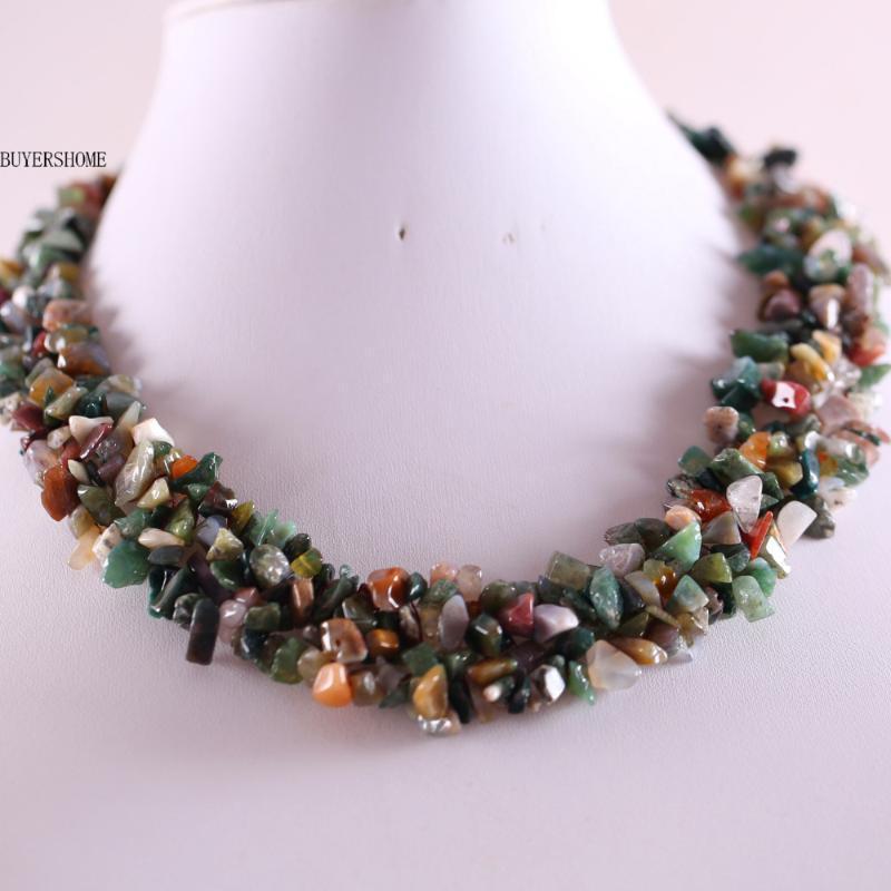 

Necklace Weave Chip Beads Wrap Real Multicolor Onyx Jewelry Gift Natural Stone Strand For Women 18" E051 Chains