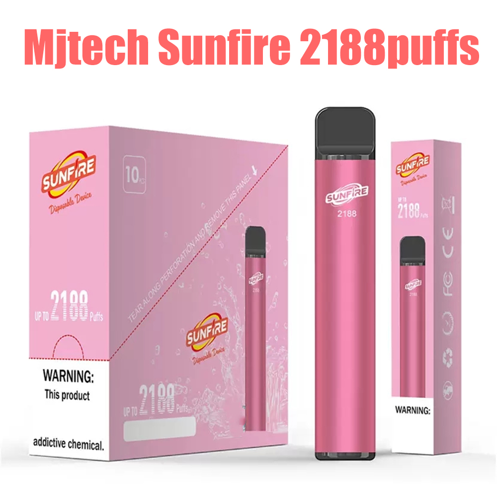 

Authentic Mjtech Sunfire C28 2188 Puffs Disposable E cigarettes Device 1100mAh Battery 7.5ml Pre-filled Cartridge Pod Vape Penl 2% 3.5% 5% Strength
