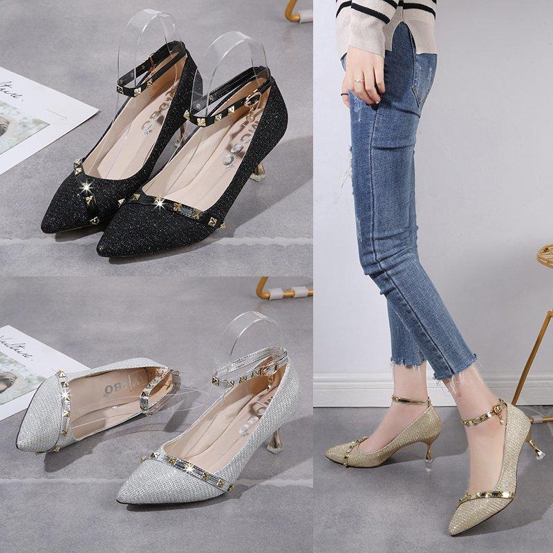 

Dress Shoes Rhinestones High Heels Woman Pumps Basic 2021 Diamond Work Fashion Party Sexy Women, Black