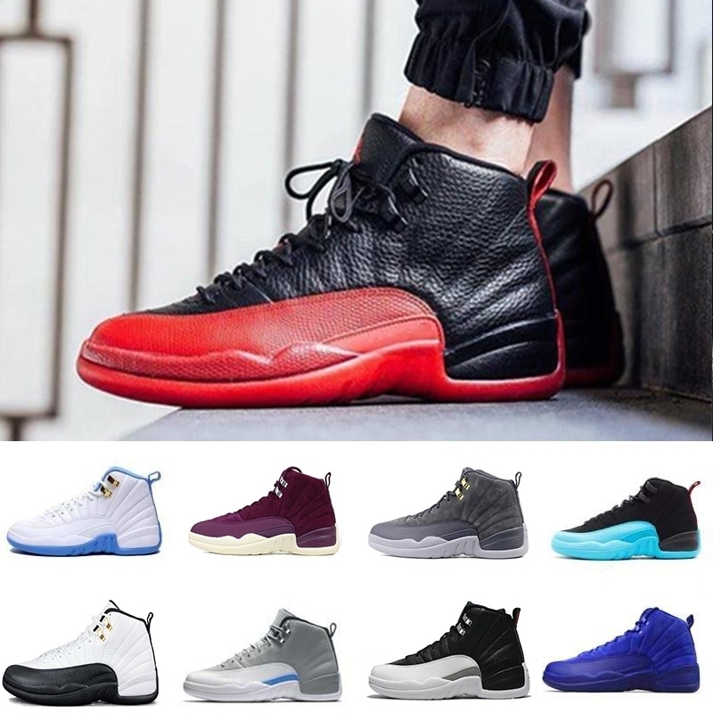 

Newest 12 Men Boots Shoes Georgetown White the Master Flu Game Deep Royal Blue Red Suede Barons Playoff Sports Sneaker, Black