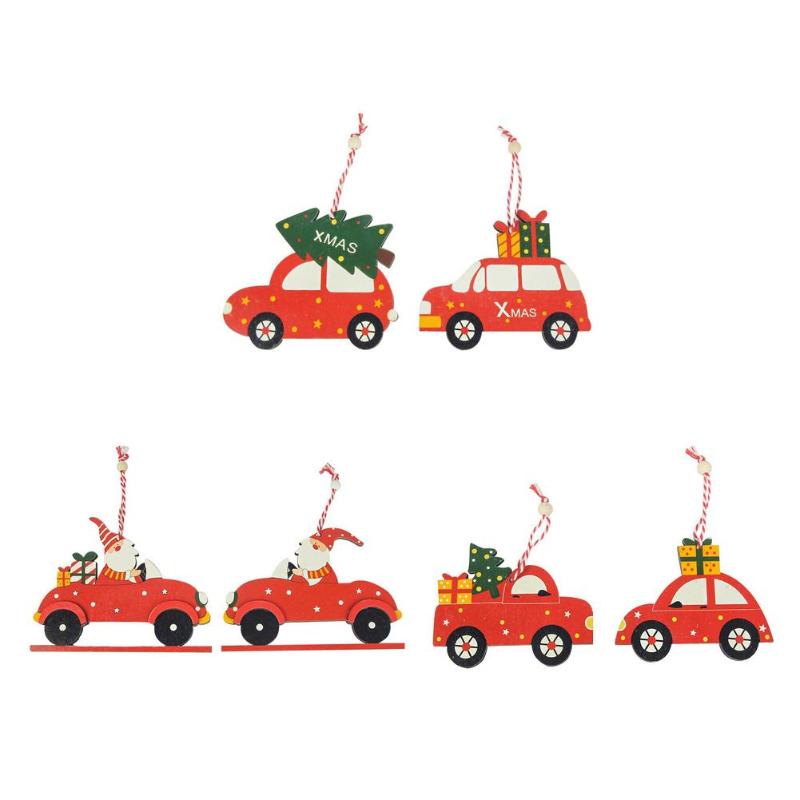 

Christmas Decorations Wooden Pendants Tree Red Car Hangable Ornaments Innovative Shape Pretty PaintedÂ Car F