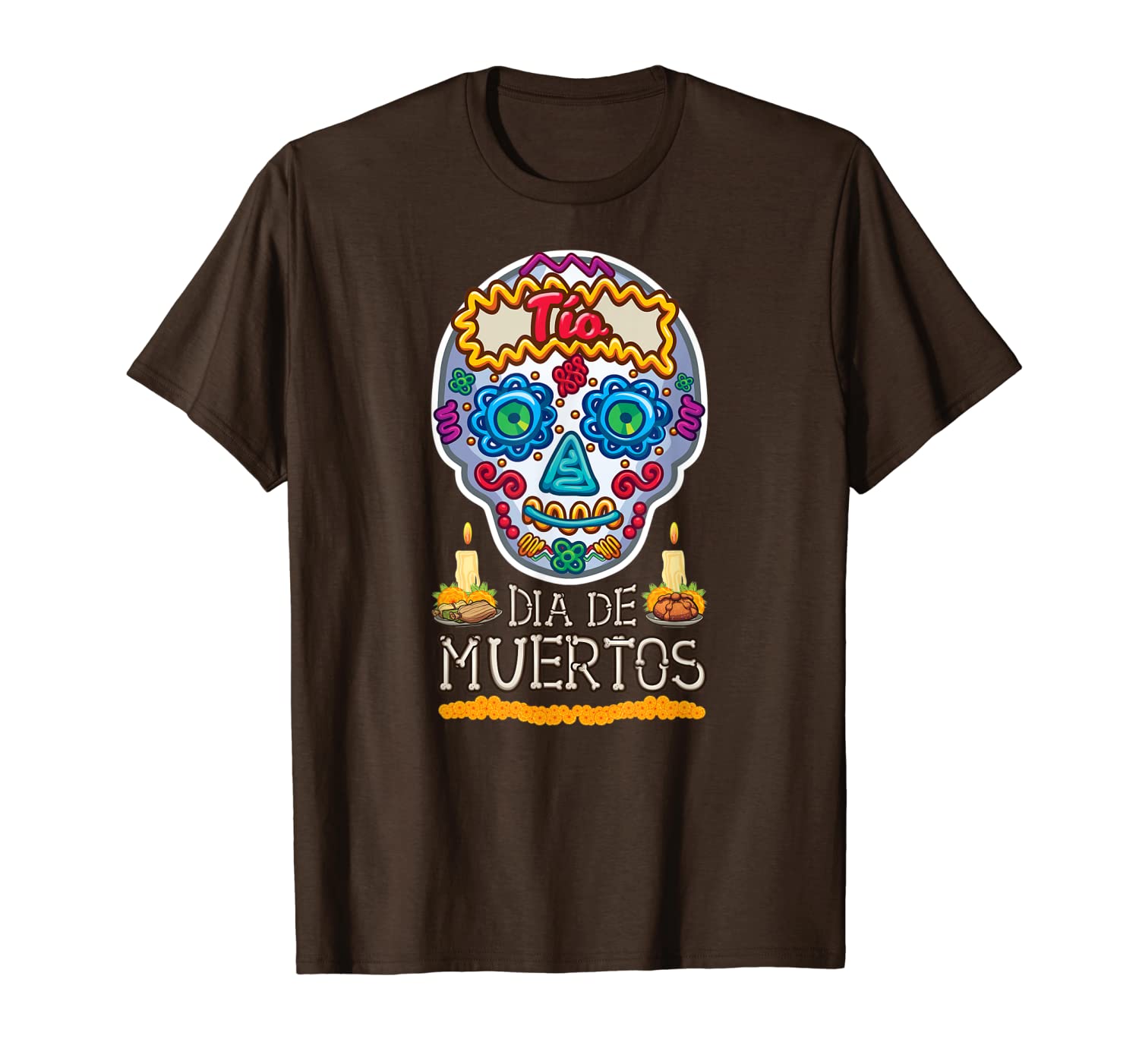 

dia de los muertos calavera de azucar tio t-shirt, White;black