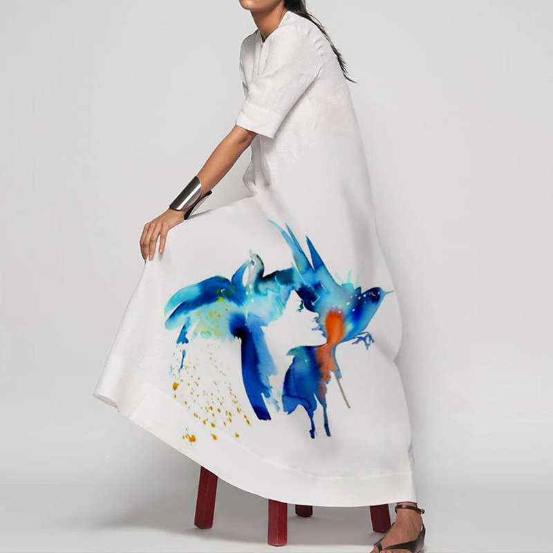 

Casual Long Dress Fashion Women O-Neck Short Sleeve Printed Casual Daliy Boho Long Maxi Dress Summer Dress Vestido De Mujer 210521, Color-a
