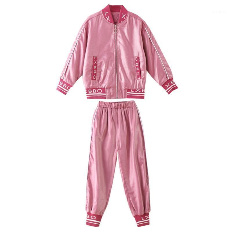 

Running Sets Girls Tracksuit Sportswear 2 Piece Sport Coat And Pants Children Sports Front Zipper Top Outfits Fashion Streetwear, Black;blue