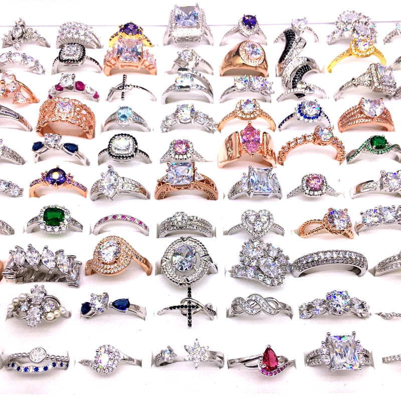 

wholesale 30pcs/Lot women's rings rhinestone crystal zircon stone Jewelry Ring couple gifts wedding bands mix styles fashion party favor