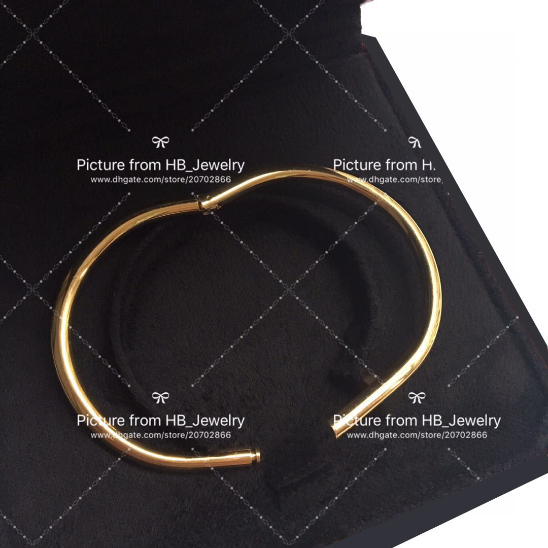 

with box titanium steel gold charm screw nail bracelet bangle pulsera Armband for mens and women wedding couples lovers gift jew, Black