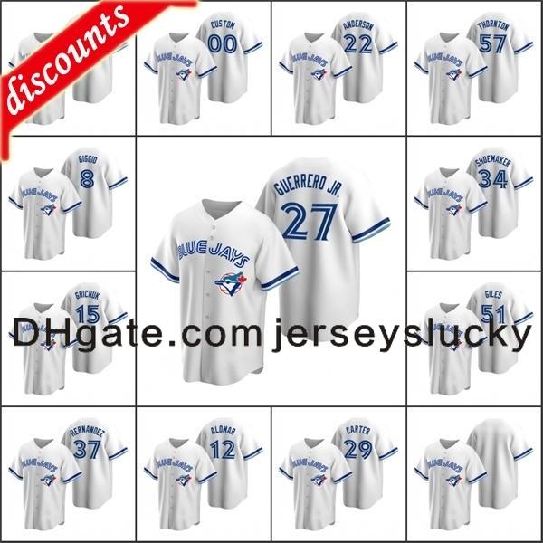 

Toronto\rBlue Jays Men 27 Vladimir Guerrero Jr. 12 Roberto Alomar 22 Chase Anderson Custom Women Youth Cooperstown Collection Home Jersey, Blue;black