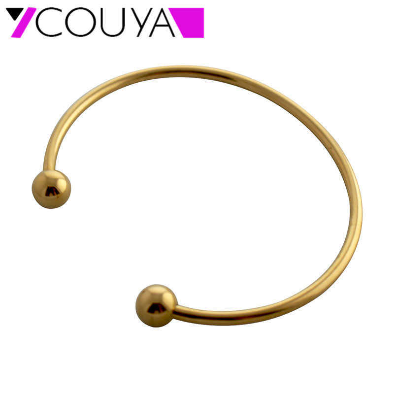 

Couya Newborn Bracelets Gold Color Steel Bead Bracelet Jonc Argent Women Carter Gold Simple Thin Fine Bracelets & Bangles A10055 Q0717