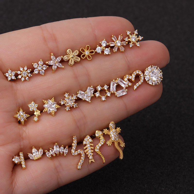 

Kimter 1PC Fashion Ear Studs Cartilage Dangle Earring Women Stainless Steel Zircon Small Stud Earrings Piercing Jewelry Gift A56Z