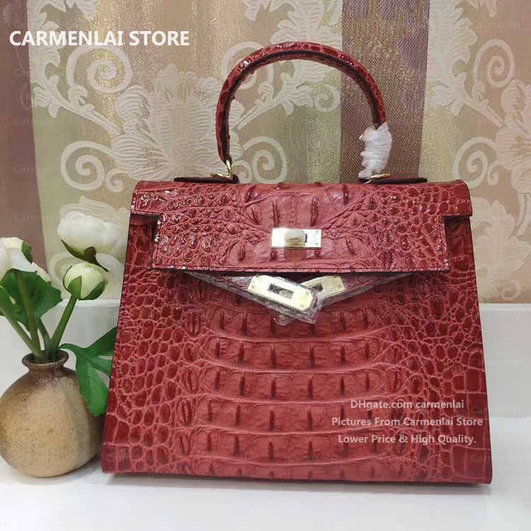 

Classic Tote bags Top Quality Paris Style Famous S Alligator Ladies Handbag Fashion Genuine Leather Handbags Women's Shop Bag, Red