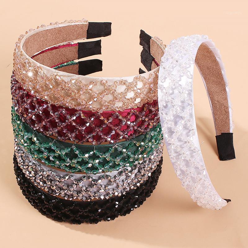 

Europe And The United States Fashion Multicolor Crystal Hoop Pure Hand Woven Rice Bead Dress Hair Accessories Clips & Barrettes, Golden;silver