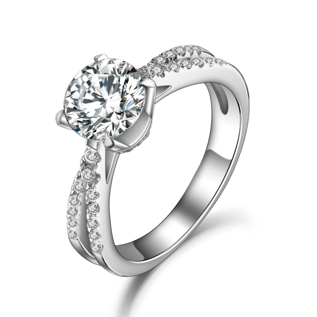 

Sterling 925 Silver 1.5CT Twist Setting NSCD Simulated Diamond Ring Women Engagement Jewelry Rings PT950 Stamped Free Jewellery Box