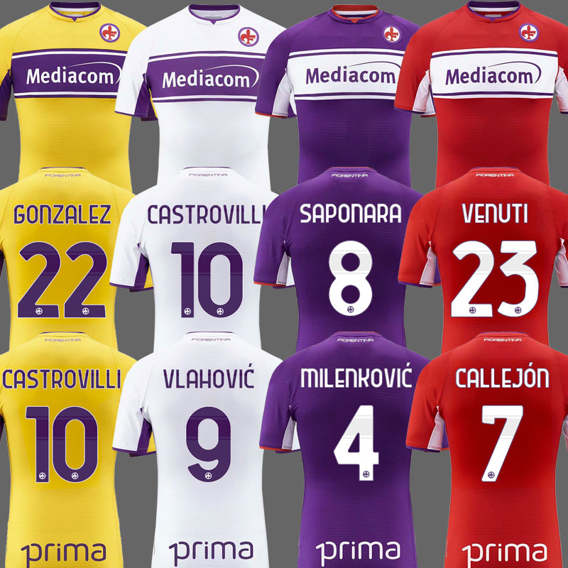

2021 2022 FIORENTINA soccer jerseys CASTROVILLI RIBERY CALLEJON PRINCE GONZALEZ 21 22 Fiorentina Football Shirts VLAHOVIC maillot de foot, Away