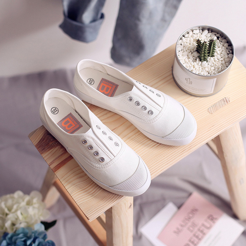 

Dress Shoes Women Elastic Band Canvas Flat Heel Slip on Retro Loafers Summer Spring Student Walking Jogging White Sneakers VQMD, Black