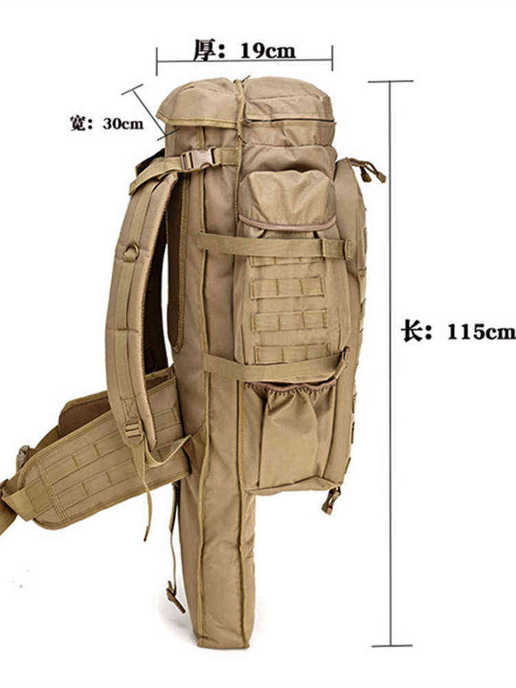 

911 Military Combined Backpack 75L Large Capacity Multifunction Rifle Rucksacks Men Travel Trekking Tactical Assault Knapsack W220225, Black